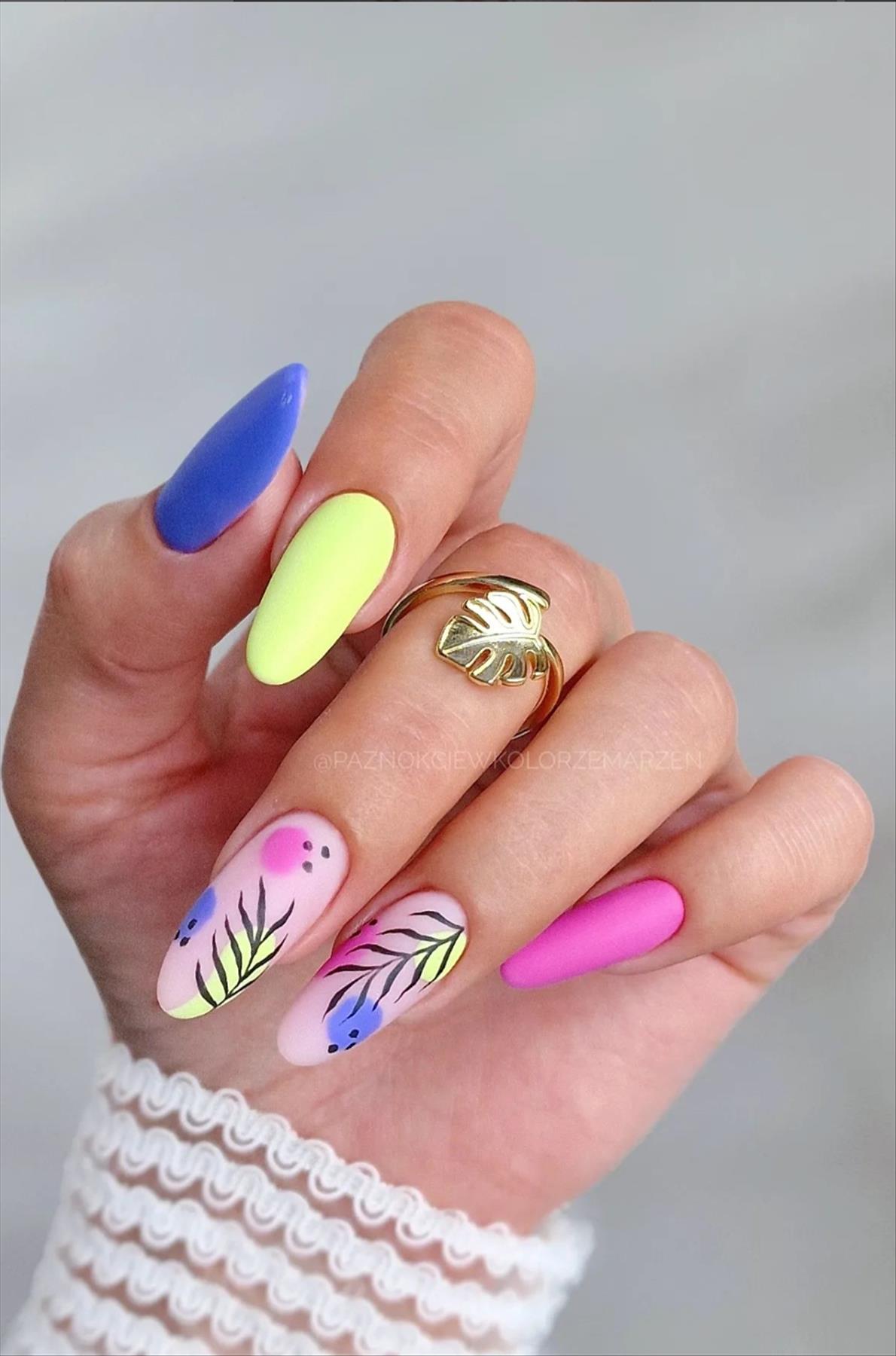 bright summer nails design and nail colors